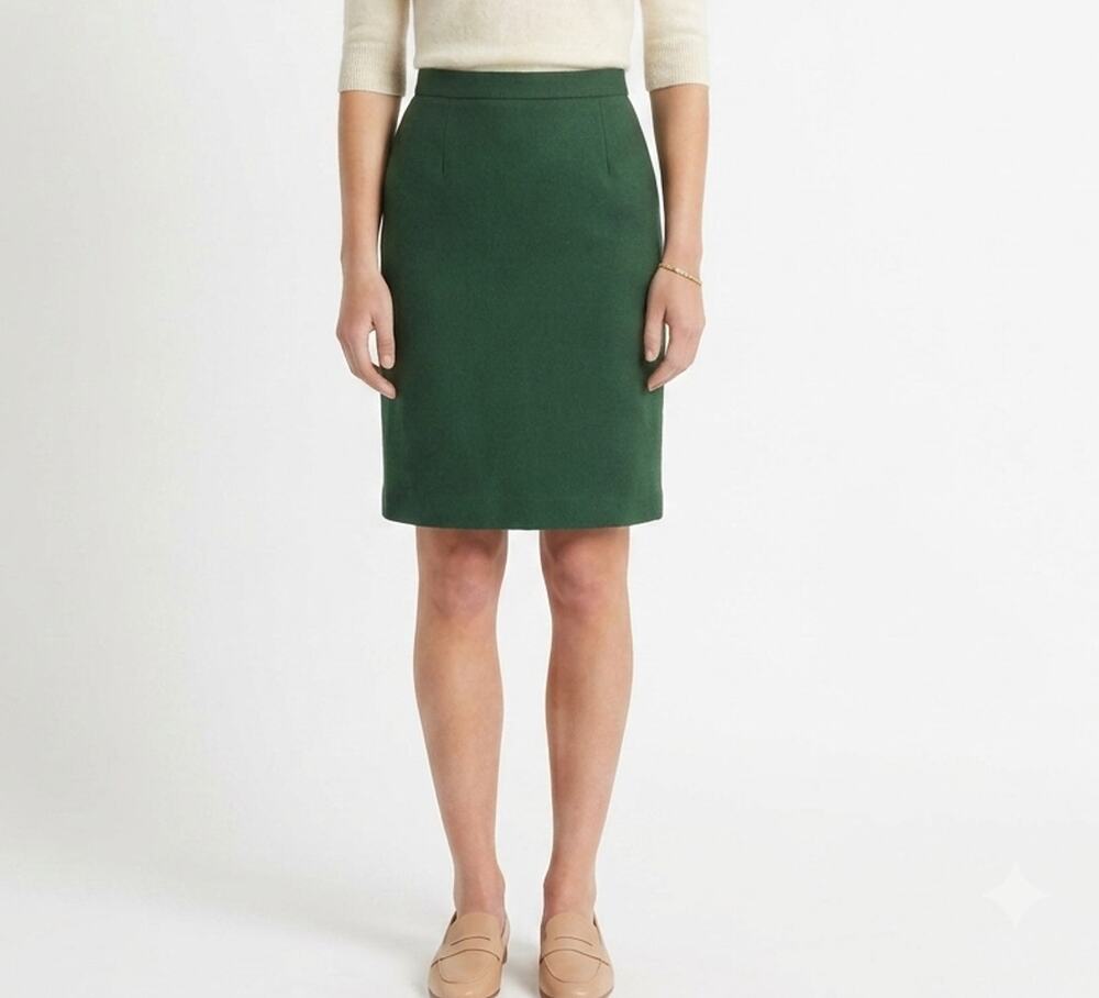 VTG Episode Carolyn Wight Freeman 100% Wool Pencil Skirt Green Minimalist Size 2